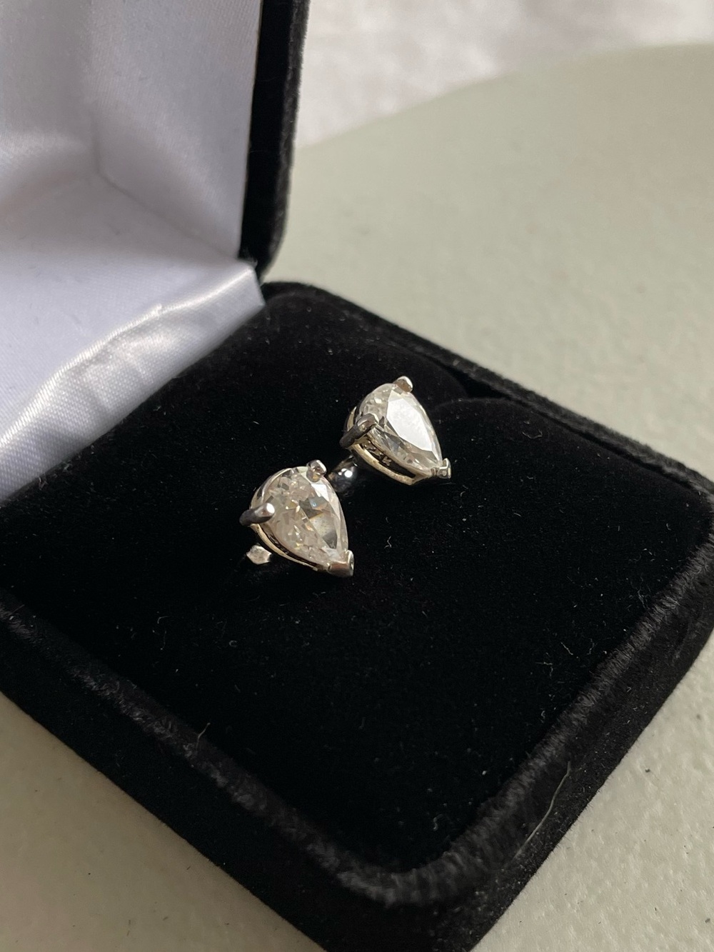 925 Pear Cut CZ Stud Earrings Sterling Silver 14K Gold Plated Fine Jewelry w Box - Picture 10 of 10